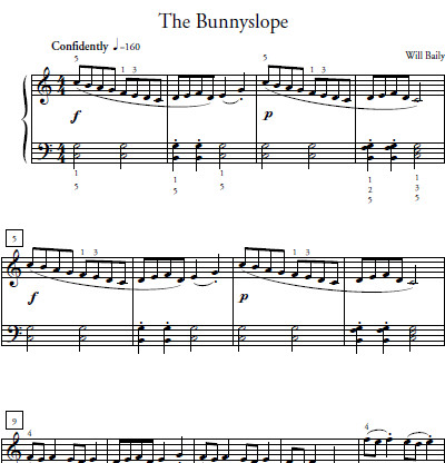 The Bunny Slope Sheet Music and Sound Files for Piano Students